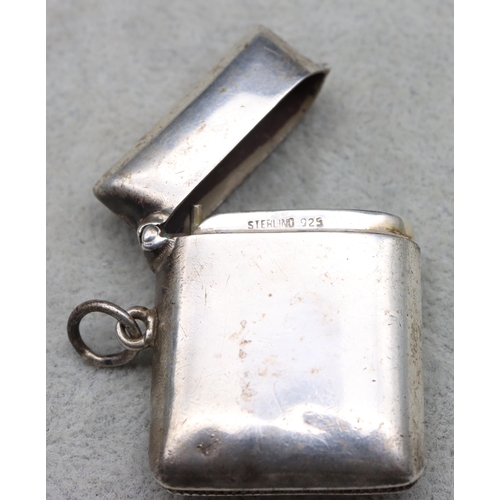 433 - A sterling silver plain vesta case with hinged lid