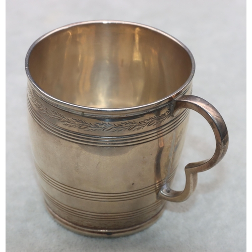 443 - A George III silver christening mug with engraved decoration, London 1803, maker John Emes, 2.9oz