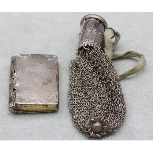 453 - A Continental silver snuff box in the form of a book (hinge to top a/f) and a Continental silver Mis... 