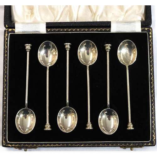 474 - A set of 6 Birmingham silver seal topped coffee spoons, marker's mark S Ltd., 1.9oz  (cased)