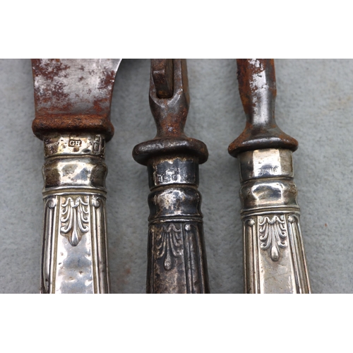 478 - A 3-piece Sheffield silver handled carving set comprising of knife, fork and steel (3)