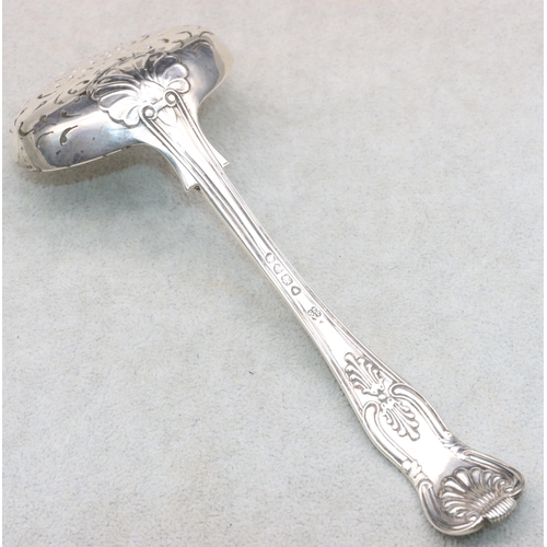 484 - A Victorian silver King's pattern sifter spoon, London 1881, maker's mark JA/JS, 2.2oz