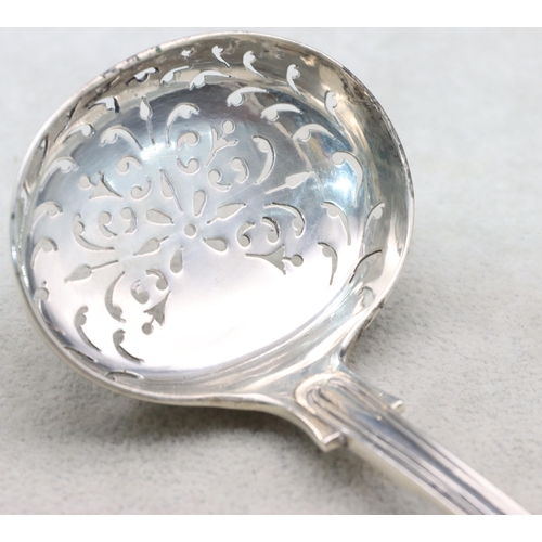 484 - A Victorian silver King's pattern sifter spoon, London 1881, maker's mark JA/JS, 2.2oz