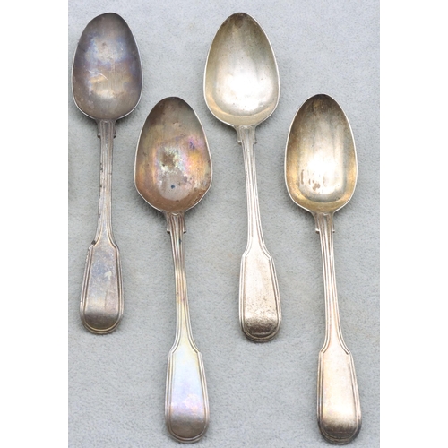 486 - A set of 8 William IV silver teaspoons, London 1830, maker WC and 2 similar Georgian teaspoons, 7oz ... 