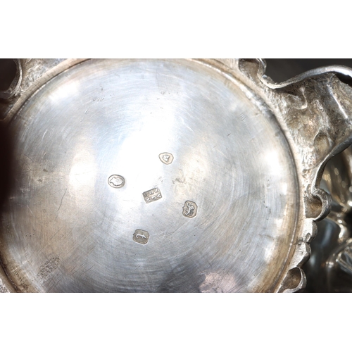 489 - A William IV 4-piece Harlequin silver round bulbous shaped tea service with scroll handles on splaye... 