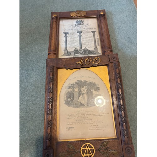 1395 - 2 masonic framed certificates.  This item is not held by PF Windibank, Collection from RH4.