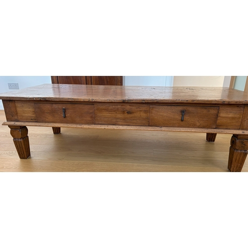 1413 - A country style coffee table, 69cm wide, 162cm long, 47cm high. This item is not held by PF Windiban... 