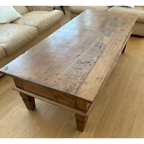 1413 - A country style coffee table, 69cm wide, 162cm long, 47cm high. This item is not held by PF Windiban... 