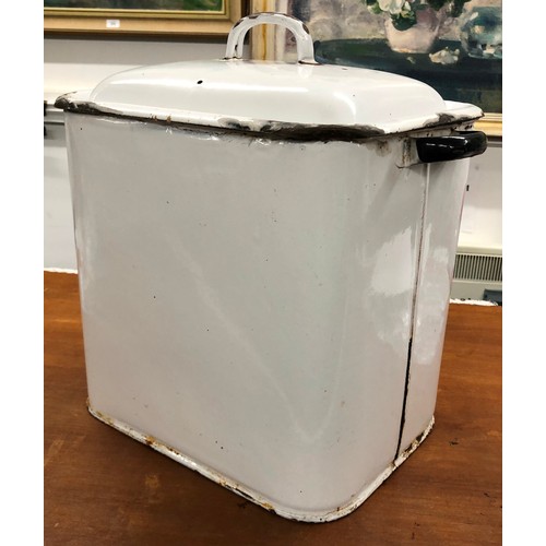 1416 - A vintage white enamelled bread bin 39cm wide, 26cm deep, 38cm high (damage to the enamel).