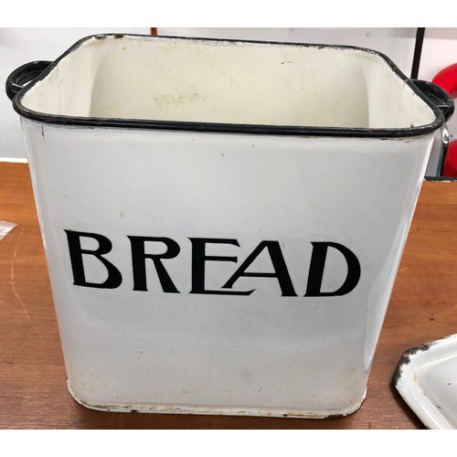 1416 - A vintage white enamelled bread bin 39cm wide, 26cm deep, 38cm high (damage to the enamel).