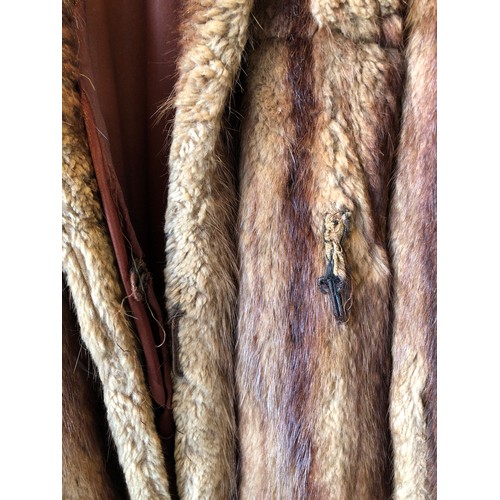 1417 - A 1940's vintage long fur coat, approx. size 12, 108cm long, sleeves, 61cm long to shoulder (tear to... 