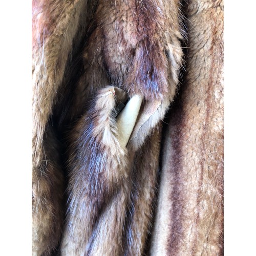 1417 - A 1940's vintage long fur coat, approx. size 12, 108cm long, sleeves, 61cm long to shoulder (tear to... 