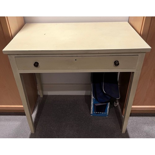 1419 - A small painted desk/side table with single drawer, 81cm wide, 49cm deep, 76cm high. (Some marks to ... 