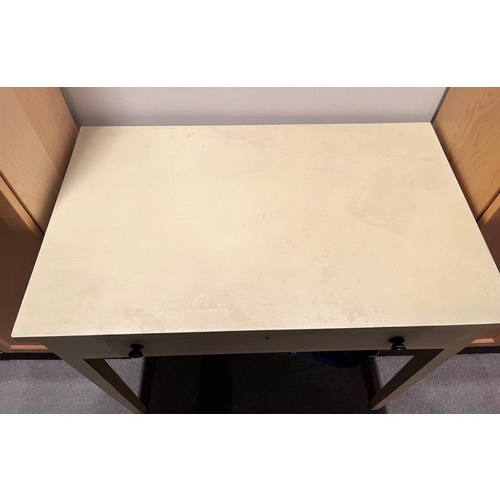 1419 - A small painted desk/side table with single drawer, 81cm wide, 49cm deep, 76cm high. (Some marks to ... 