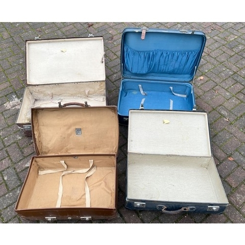 1363 - A blue Globe Trotter suitcase 77cm wide, a Revelation brown suitcase, 67cm wide and 2 other suitcase... 