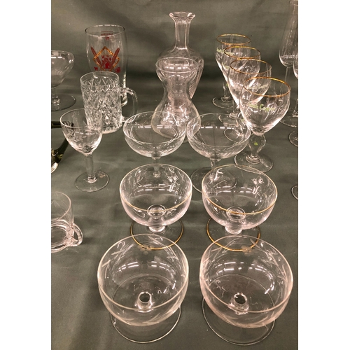 2003 - A quantity of various glasses including 2 sets of 6 champagne flutes, brandy glasses, 4 Irish coffee... 