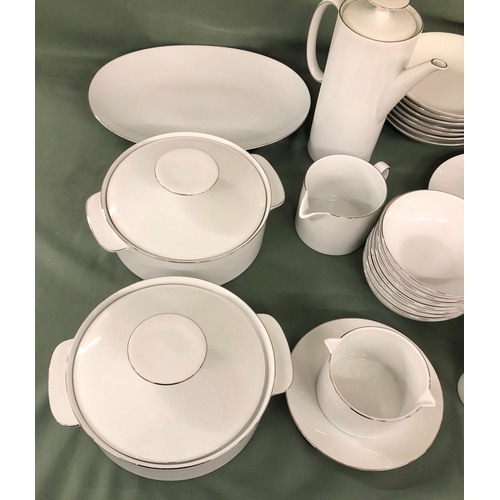 2005 - A Thomas Rosenthal Group part dinner service with silver rim, 4 large dinner plates, 6 medium dinner... 