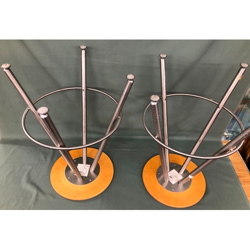 2007 - A pair of Bulthaup stools with wood circular seats on chrome legs, 65cm high. This Lot is held in st... 