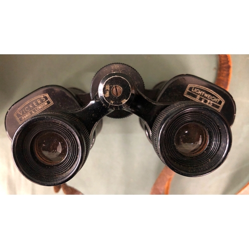 2014 - A pair of Vickers Lightweight 8 x 25 binoculars in brown leather case, a Junior Box Brownie camera w... 