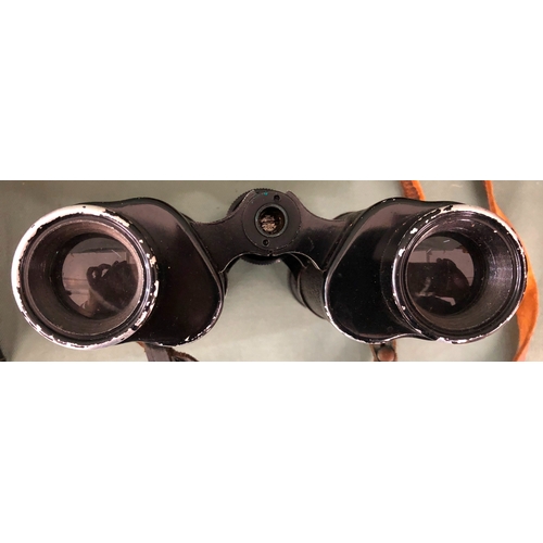 2014 - A pair of Vickers Lightweight 8 x 25 binoculars in brown leather case, a Junior Box Brownie camera w... 