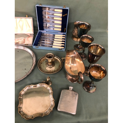 2037 - A quantity of various silver plated items, goblets, flatware etc.