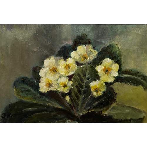 2069 - 2 oil on board paintings, still life of flowers, smallest indistinctly signed, 35 x 45cm (small chip... 