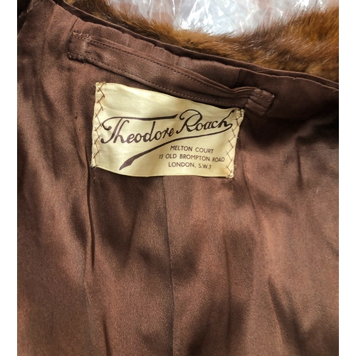 2083 - A chestnut brown short fur coat labelled Theodore Roach Melton Court 15 Old Brompton Road London S.W... 