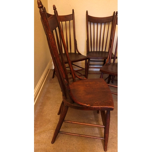 2088 - A set of 5 spindle back dining chairs, 48cm wide, 48.5cm deep, 108cm high. This item is not held by ... 