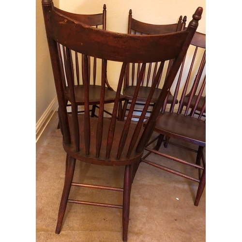 2088 - A set of 5 spindle back dining chairs, 48cm wide, 48.5cm deep, 108cm high. This item is not held by ... 