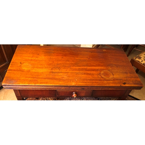 2090 - A 19th Century mahogany fold out tea table, with 1 small drawer, top when open 87.5cm x 91.5cm, clos... 