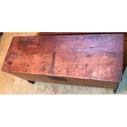 2093 - An oak coffer, 97.5cm wide, 36cm deep, 49m high (hinges loose). This item is not held by PF Windiban... 