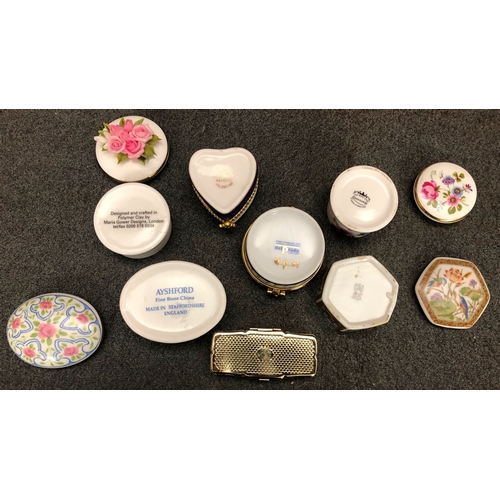 2097 - A quantity of various china pill boxes including, Museum Collection Chatsworth and Castle Howard, Ay... 