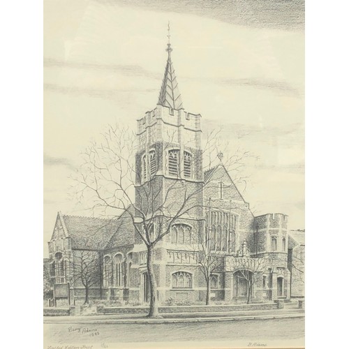 2330 - A pencil print of Pleck Methodist Church, Walsall, West Midlands, signed Barry Adams 1989, limited e... 