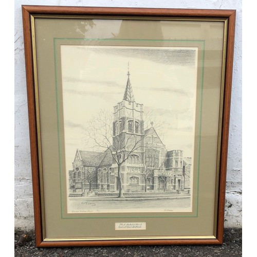 2330 - A pencil print of Pleck Methodist Church, Walsall, West Midlands, signed Barry Adams 1989, limited e... 