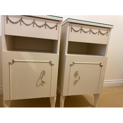 2343 - A pair of white bedside tables, 35cm wide, 31cm deep, 70cm high. This item is not held by PF Windiba... 