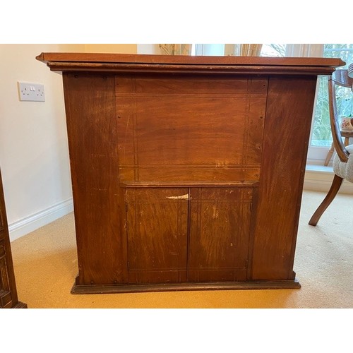 2339 - A small desk/sewing table with carved detail to drawers and door fronts, interior drawer compartment... 