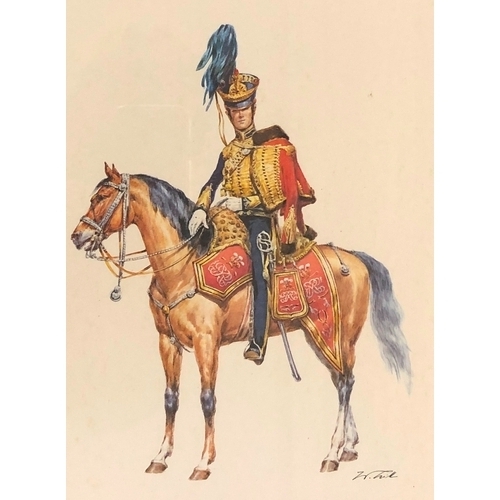 2072 - A set of 4 cavalry prints, 28 x 32, Kingdom of Naples 1852, United Belgian States 1789-1790, Kingdom... 