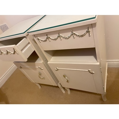 2343 - A pair of white bedside tables, 35cm wide, 31cm deep, 70cm high. This item is not held by PF Windiba... 