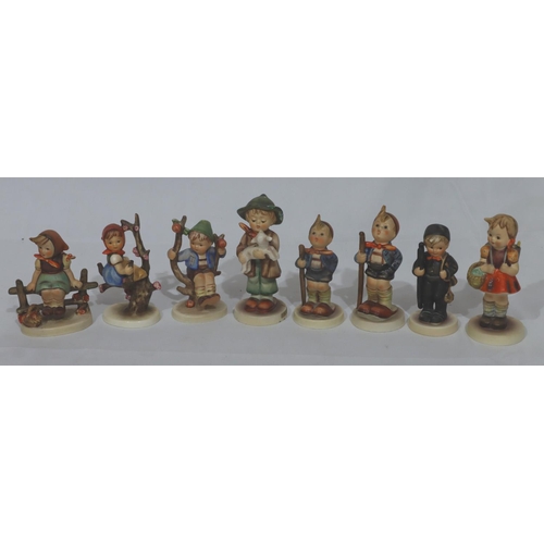 158 - 8 various Goebel figurines, tallest 11.5cm high (boy holding lamb hat and base chipped) (8)