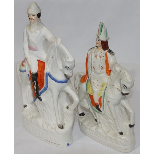 84 - A 19th Century Staffordshire group of figure on horseback, Sir G Wolseley (damage to horse's front l... 