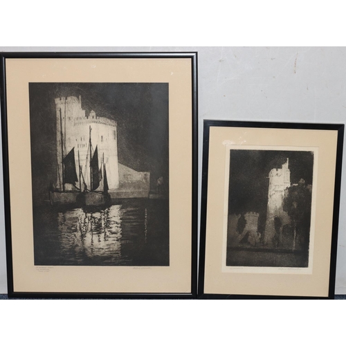 205 - Alfred Whitley, 2 signed black and white etchings, 