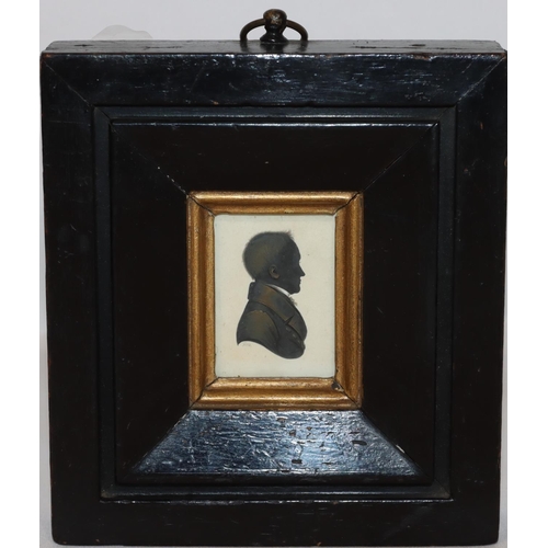 206 - John Field (1772/1848), silhouette, 5cm x 3.5cm, depicting a gentleman painted with gilt decoration,... 