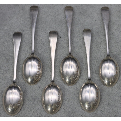 237 - A set of 6 Elizabeth II rat tailed teaspoons, London, Chester, Birmingham, Edinburgh, Glasgow and Sh... 