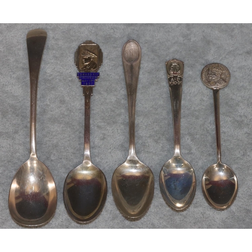 254 - A Birmingham silver jam spoon, an Edward VIII, 1937 Birmingham silver souvenir teaspoon, 3 odd silve... 