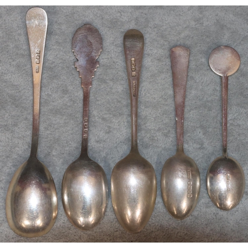 254 - A Birmingham silver jam spoon, an Edward VIII, 1937 Birmingham silver souvenir teaspoon, 3 odd silve... 