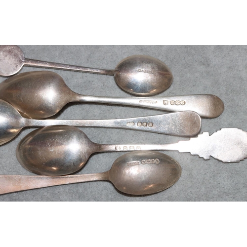 254 - A Birmingham silver jam spoon, an Edward VIII, 1937 Birmingham silver souvenir teaspoon, 3 odd silve... 