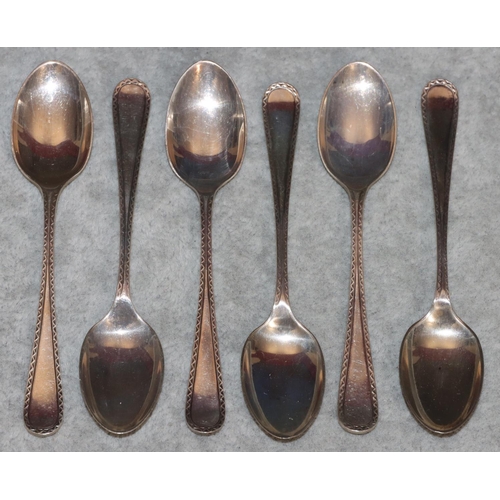 266 - A set of 6 Edward VII silver teaspoons, London 1906, in fitted black leather case, 2.6oz