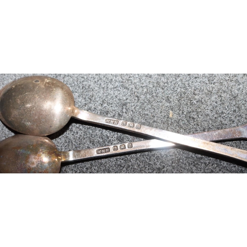 267 - A set of 6 Birmingham silver seal topped teaspoons, in fitted brown leather case, 1.4oz