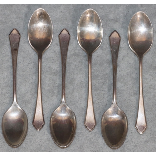 268 - A set of 6 Sheffield silver Mappin & Webb teaspoons, in fitted blue leather case, 1.9oz