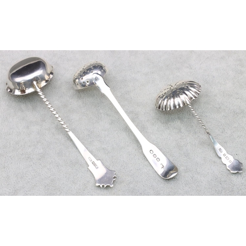 292 - A George III silver sifter spoon, a Birmingham silver sifter spoon and a Birmingham silver small lad... 